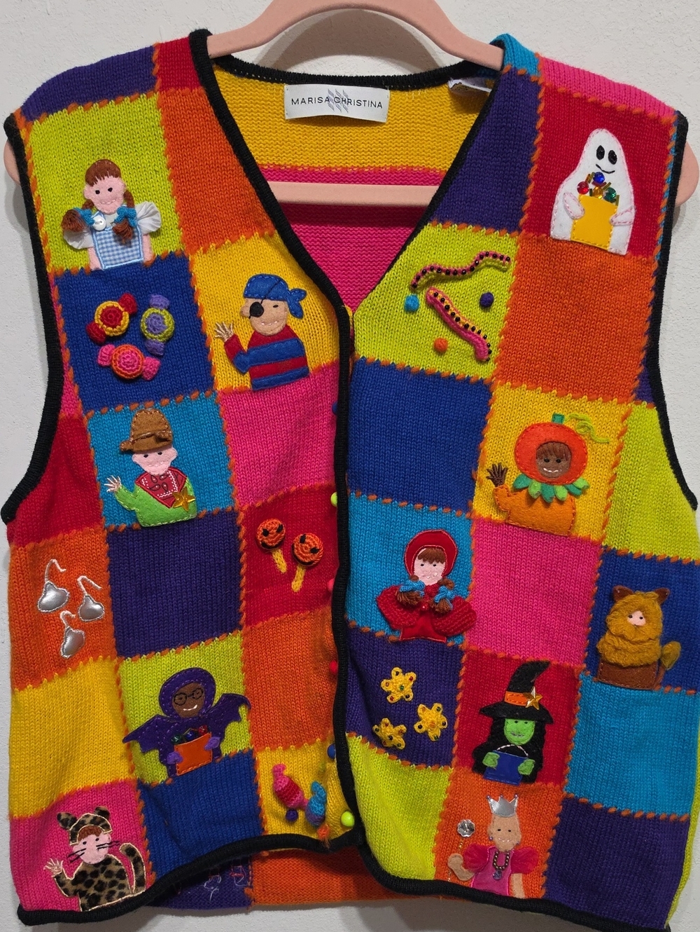 Marisa Christina Bright Multi-Color Patchwork Embroidered Kids Vest